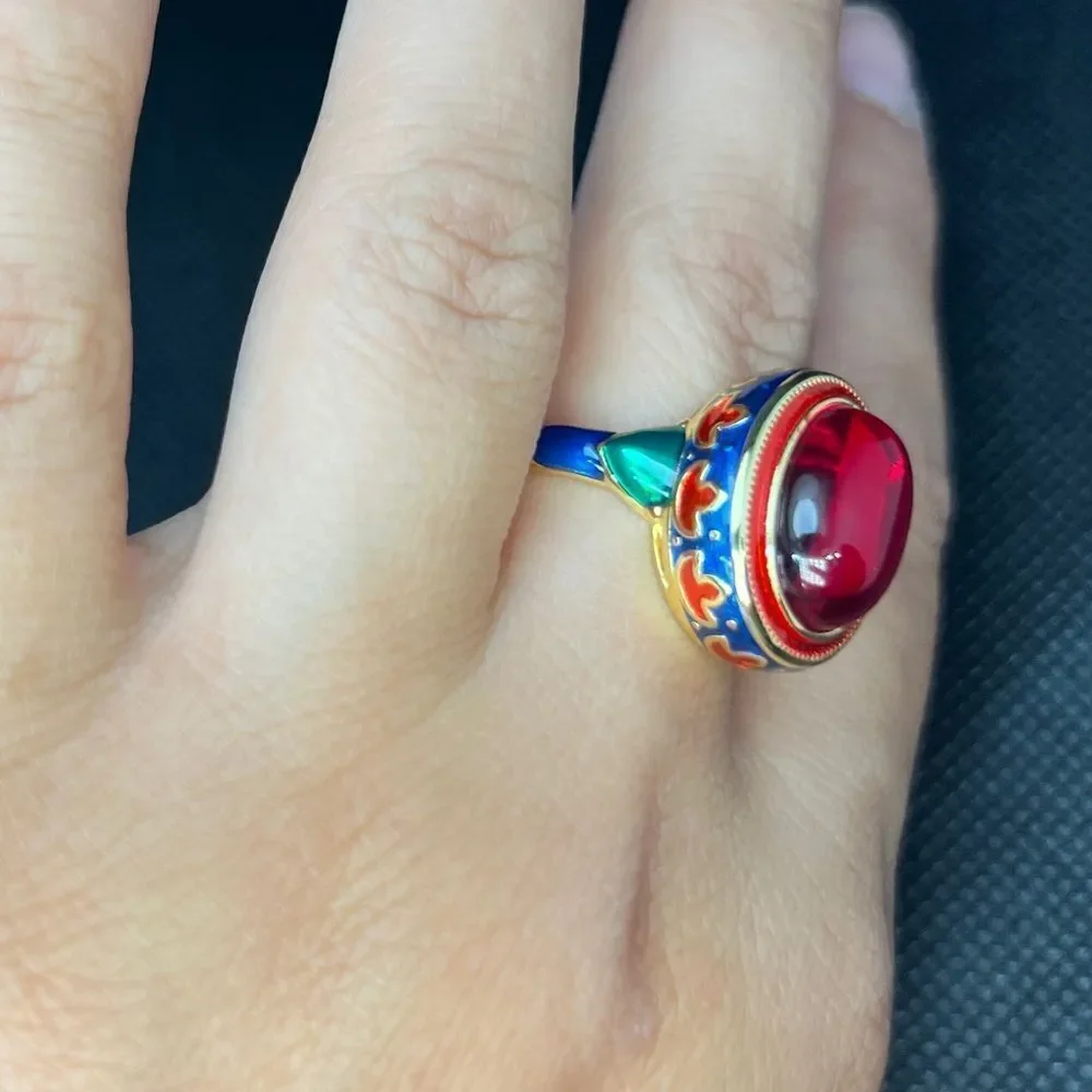 Red  Cabochon Enamel Ring - Picture 16 of 17